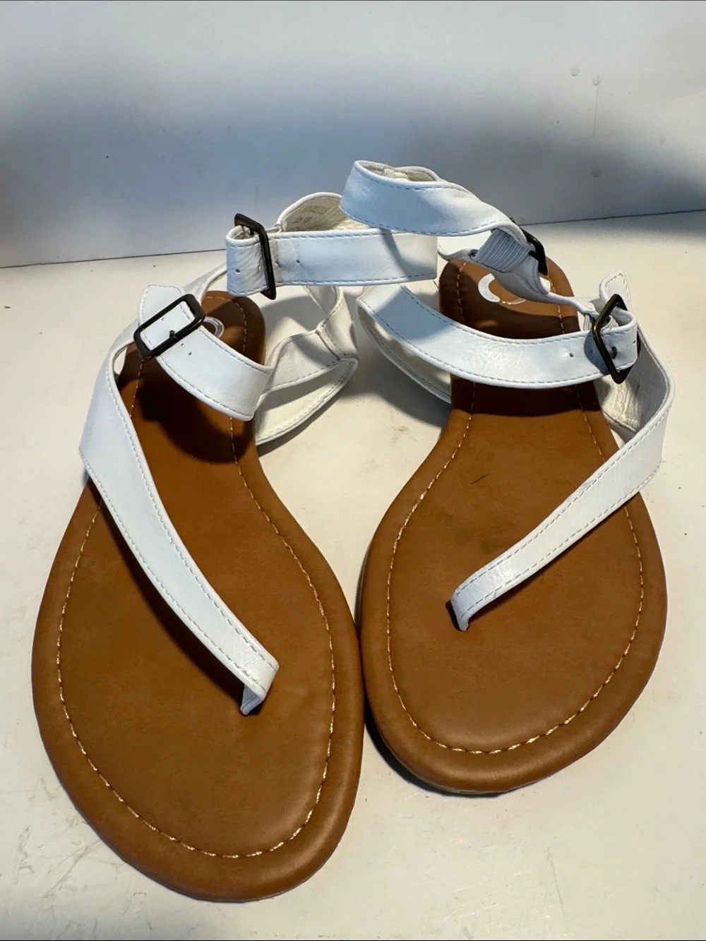 White Ankle-Strap Toe-Ring Sandals - Women's Fashion